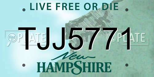 TJJ5771 New Hampshire License Plate