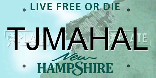 TJMAHAL New Hampshire License Plate