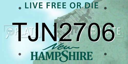 TJN2706 New Hampshire License Plate