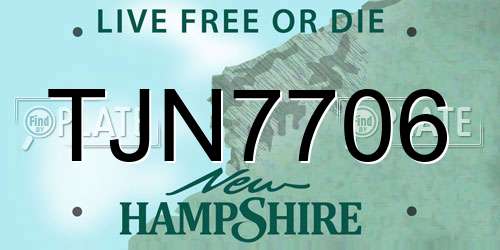 TJN7706 New Hampshire License Plate