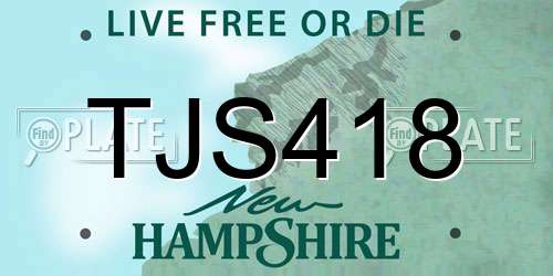 TJS418 New Hampshire License Plate