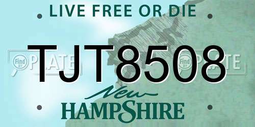 TJT8508 New Hampshire License Plate