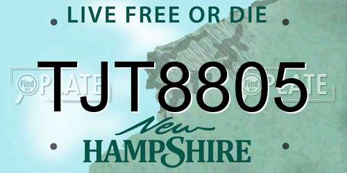 TJT8805 New Hampshire License Plate