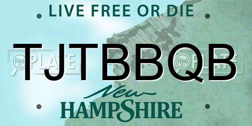 TJTBBQB New Hampshire License Plate