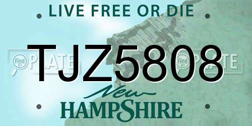 TJZ5808 New Hampshire License Plate