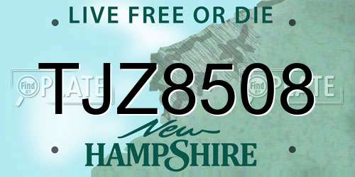 TJZ8508 New Hampshire License Plate