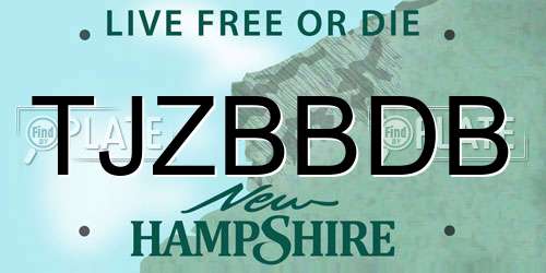 TJZBBDB New Hampshire License Plate