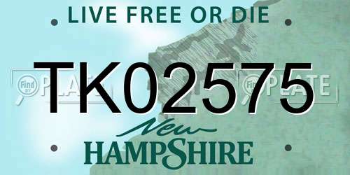 TK02575 New Hampshire License Plate