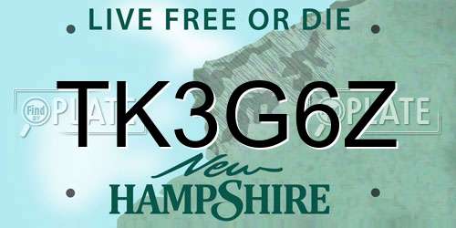 TK3G6Z New Hampshire License Plate