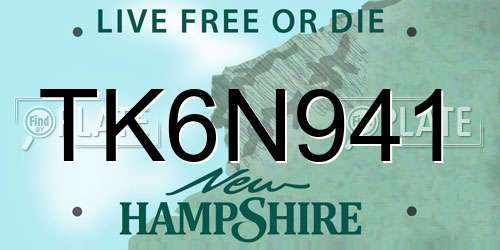 TK6N941 New Hampshire License Plate
