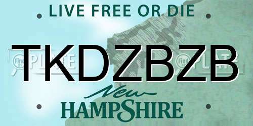 TKDZBZB New Hampshire License Plate