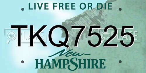 TKQ7525 New Hampshire License Plate