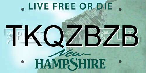 TKQZBZB New Hampshire License Plate