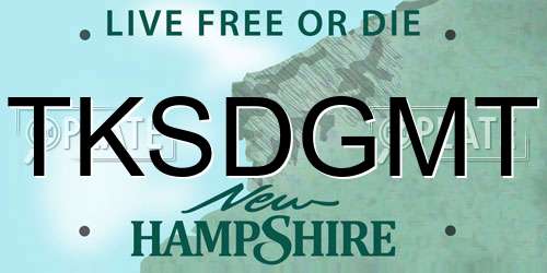 TKSDGMT New Hampshire License Plate