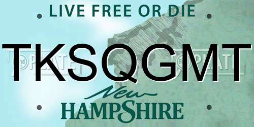 TKSQGMT New Hampshire License Plate
