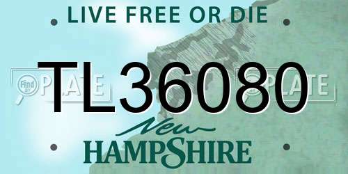 TL36080 New Hampshire License Plate