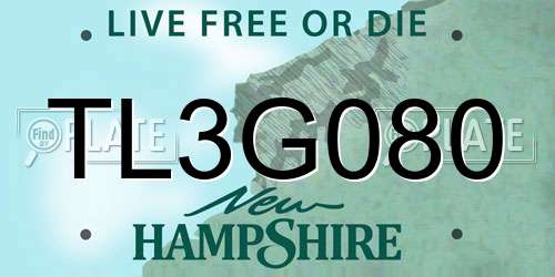 TL3G080 New Hampshire License Plate
