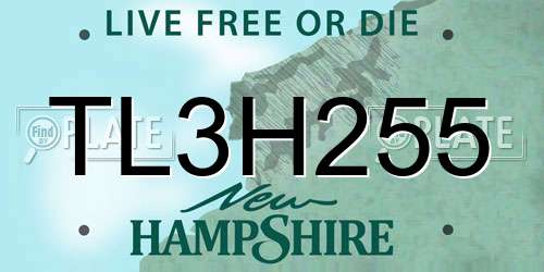 TL3H255 New Hampshire License Plate