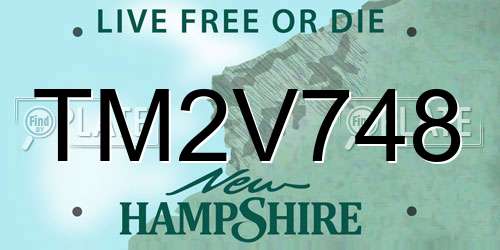 TM2V748 New Hampshire License Plate