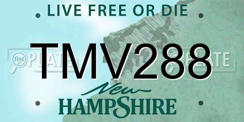 TMV288 New Hampshire License Plate