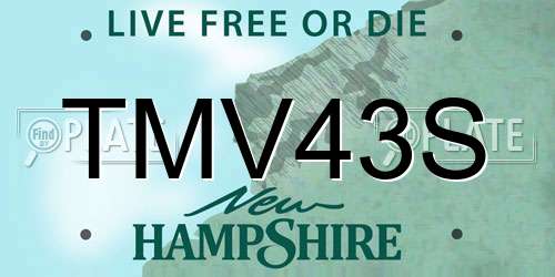 TMV43S New Hampshire License Plate