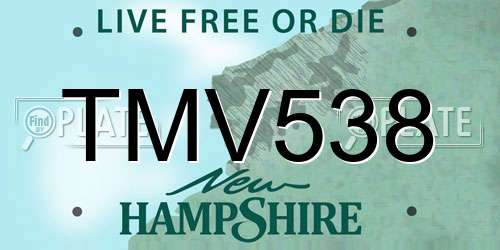 TMV538 New Hampshire License Plate