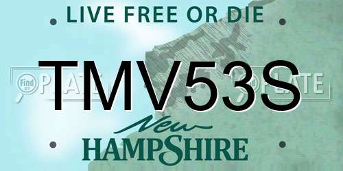 TMV53S New Hampshire License Plate