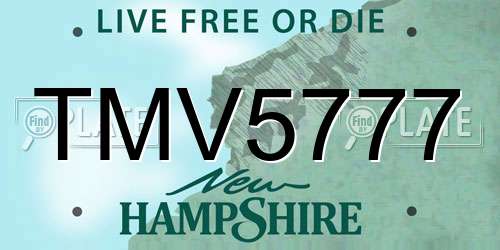 TMV5777 New Hampshire License Plate
