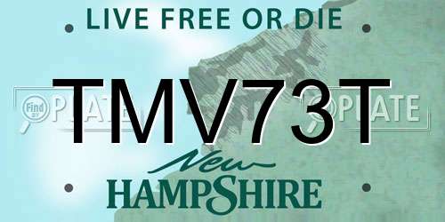 TMV73T New Hampshire License Plate