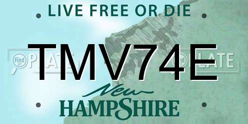 TMV74E New Hampshire License Plate