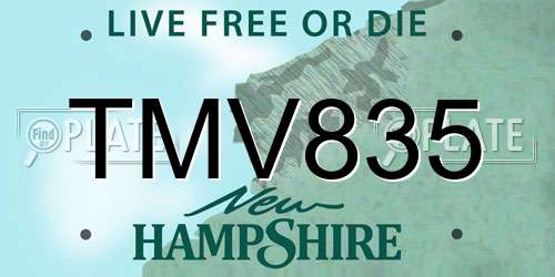 TMV835 New Hampshire License Plate