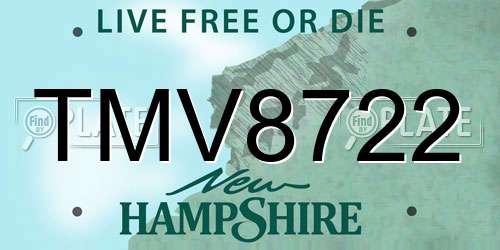 TMV8722 New Hampshire License Plate