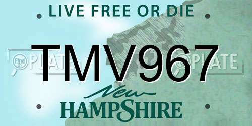 TMV967 New Hampshire License Plate