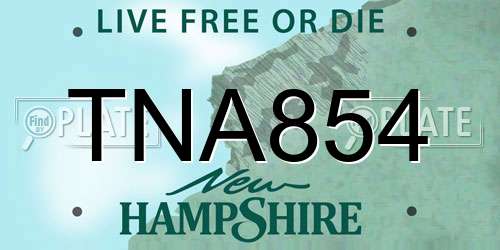 TNA854 New Hampshire License Plate