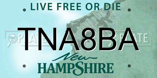 TNA8BA New Hampshire License Plate