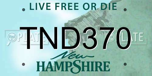 TND370 New Hampshire License Plate