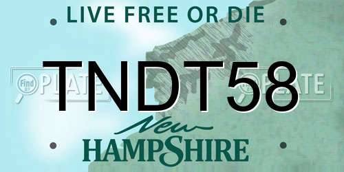 TNDT58 New Hampshire License Plate
