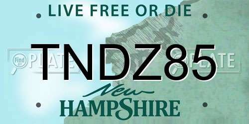TNDZ85 New Hampshire License Plate