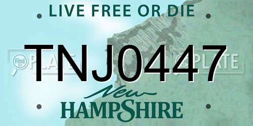 TNJ0447 New Hampshire License Plate