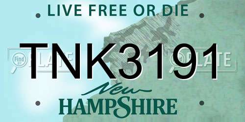 TNK3191 New Hampshire License Plate