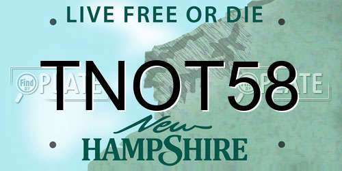 TNOT58 New Hampshire License Plate