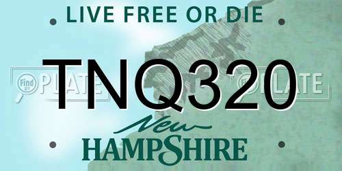 TNQ320 New Hampshire License Plate