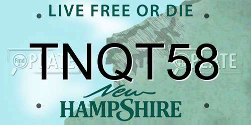 TNQT58 New Hampshire License Plate