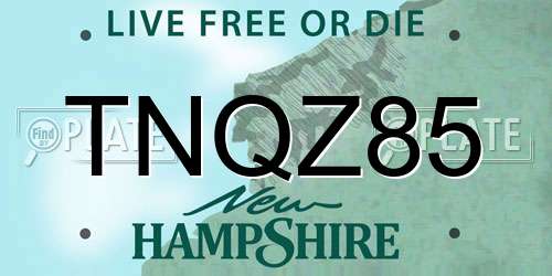 TNQZ85 New Hampshire License Plate