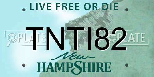 TNTI82 New Hampshire License Plate