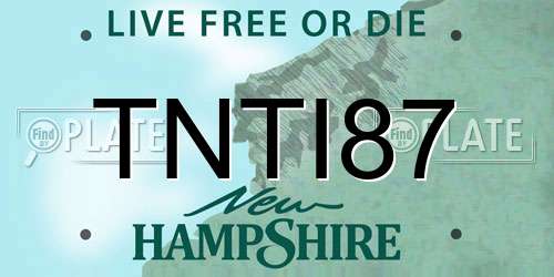 TNTI87 New Hampshire License Plate