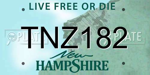 TNZ182 New Hampshire License Plate
