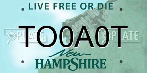 TO0A0T New Hampshire License Plate