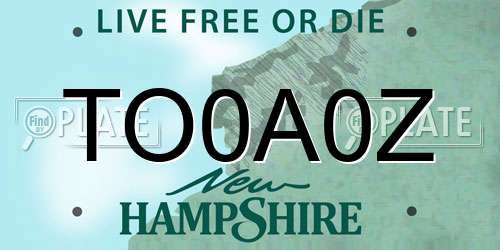 TO0A0Z New Hampshire License Plate