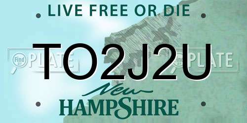 TO2J2U New Hampshire License Plate